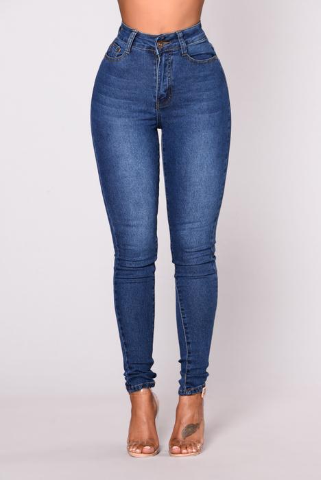 Womens Stretch Denim High-Waisted Skinny Jeans